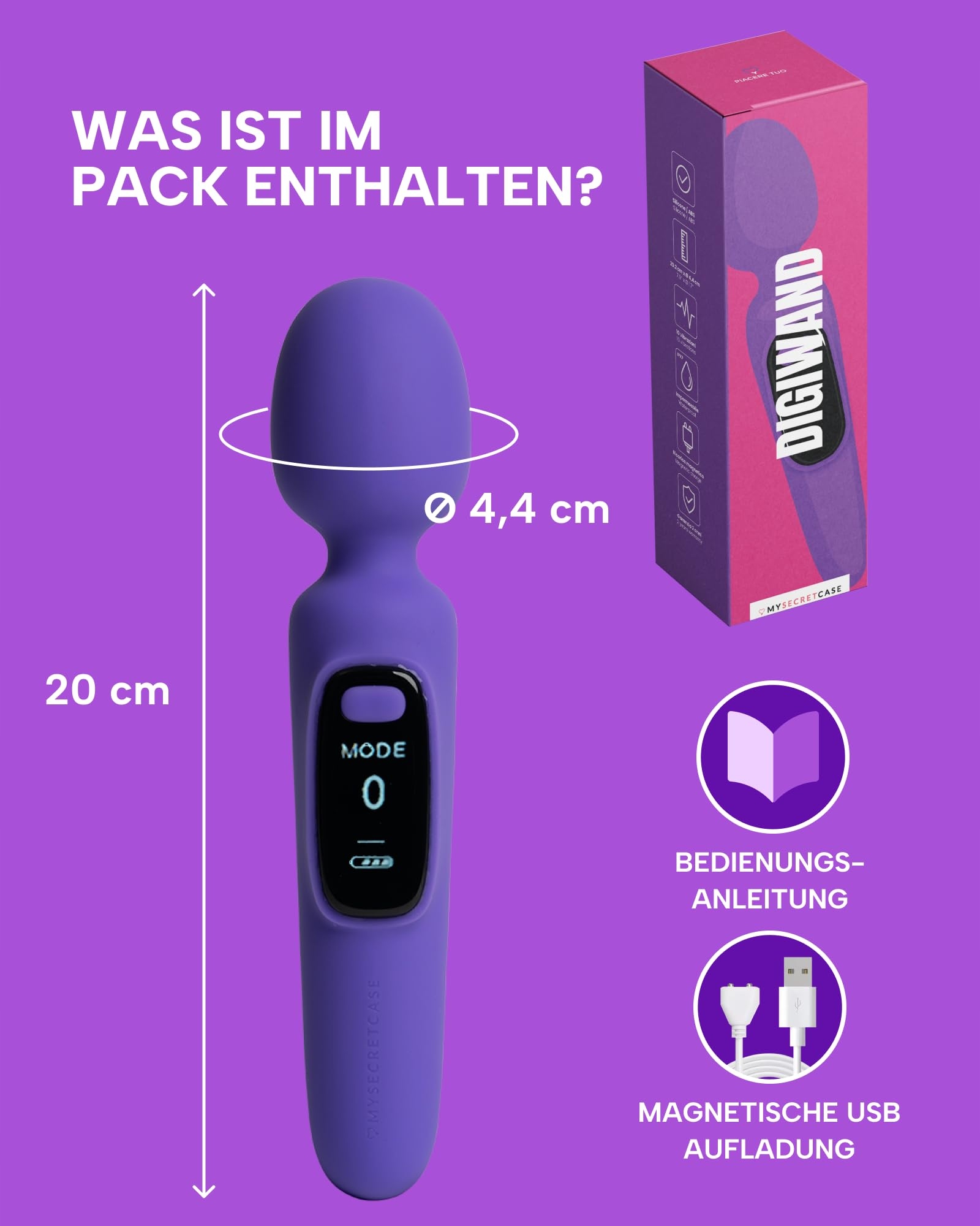 MYSECRETCASE Wibrator Dla Kobiet Masażer Klitorisu Magiczny Mini Fioletowy — miniatura 5
