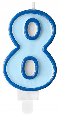 ŚWIECZKA URODZINY CYFRA 8 OSIEM NA TORT CHŁOPCZYK