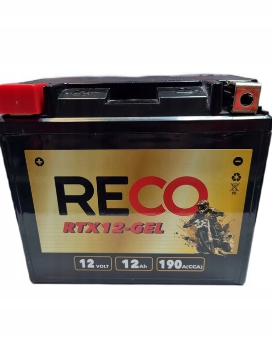 Akumulator żelowy Reco RTX12-GEL 12V 12Ah 190A L+ YTX12-BS YTX12-GEL