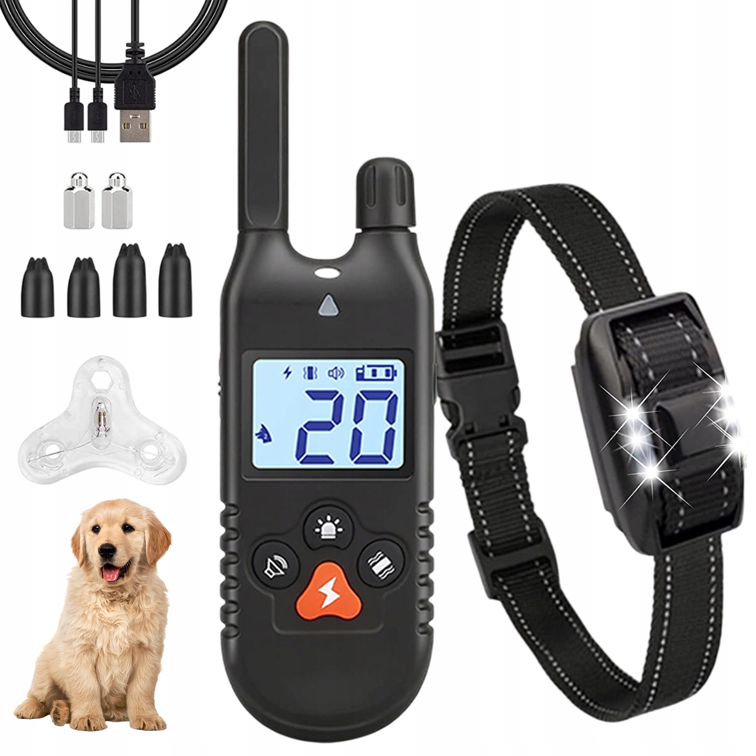 Elektrický Výcvikový Obojek Pro Psa, Voděodolný Dálkové Ovládání, 3 Režimy