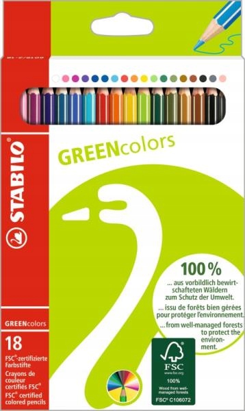 Drevené školské ceruzky pre deti Sada STABILO GREENcolors puzdro 18 ks