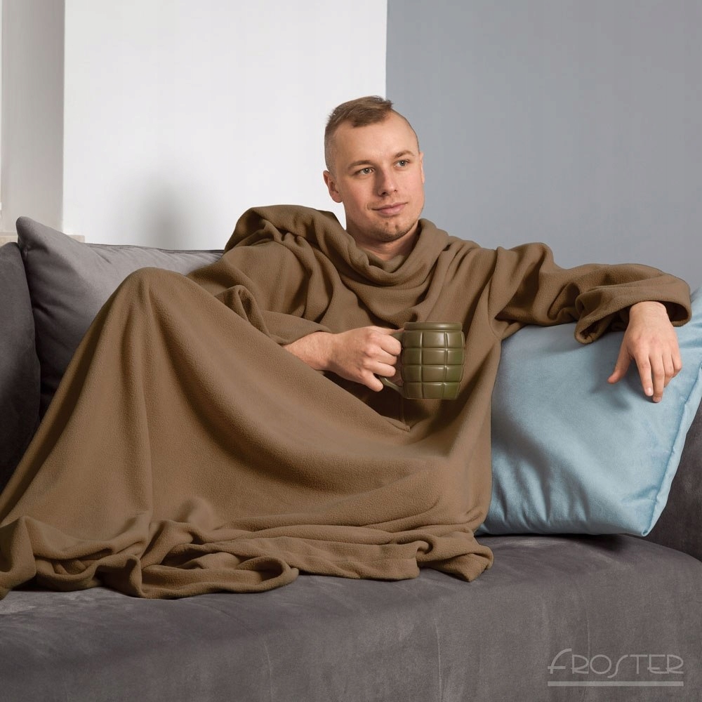 

Kocyko Szlafrok Cappuccino ciepły koc z rękawami