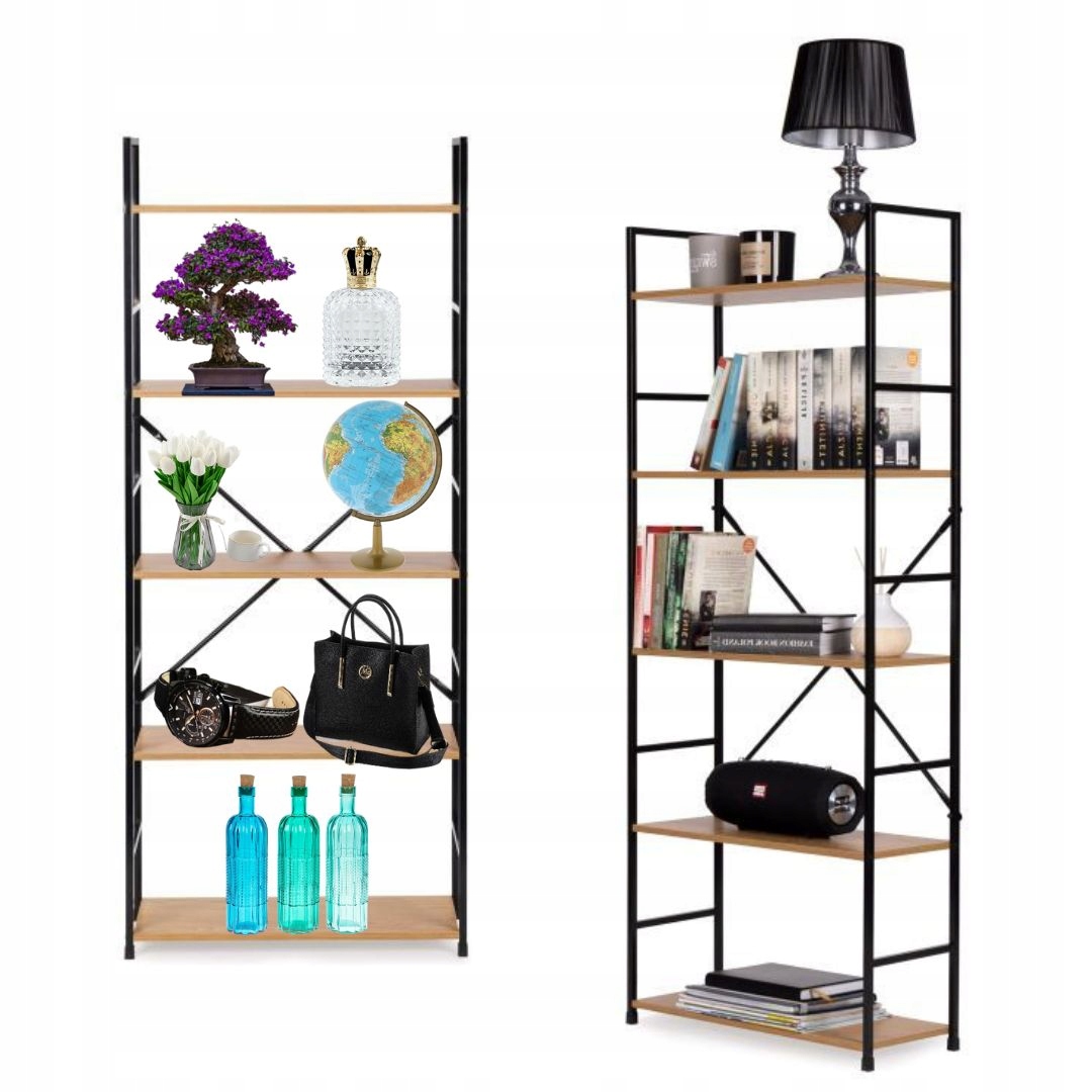 Regál ModernHome 58,5 cm x 144 cm x 23,5 cm, odstíny hnědé