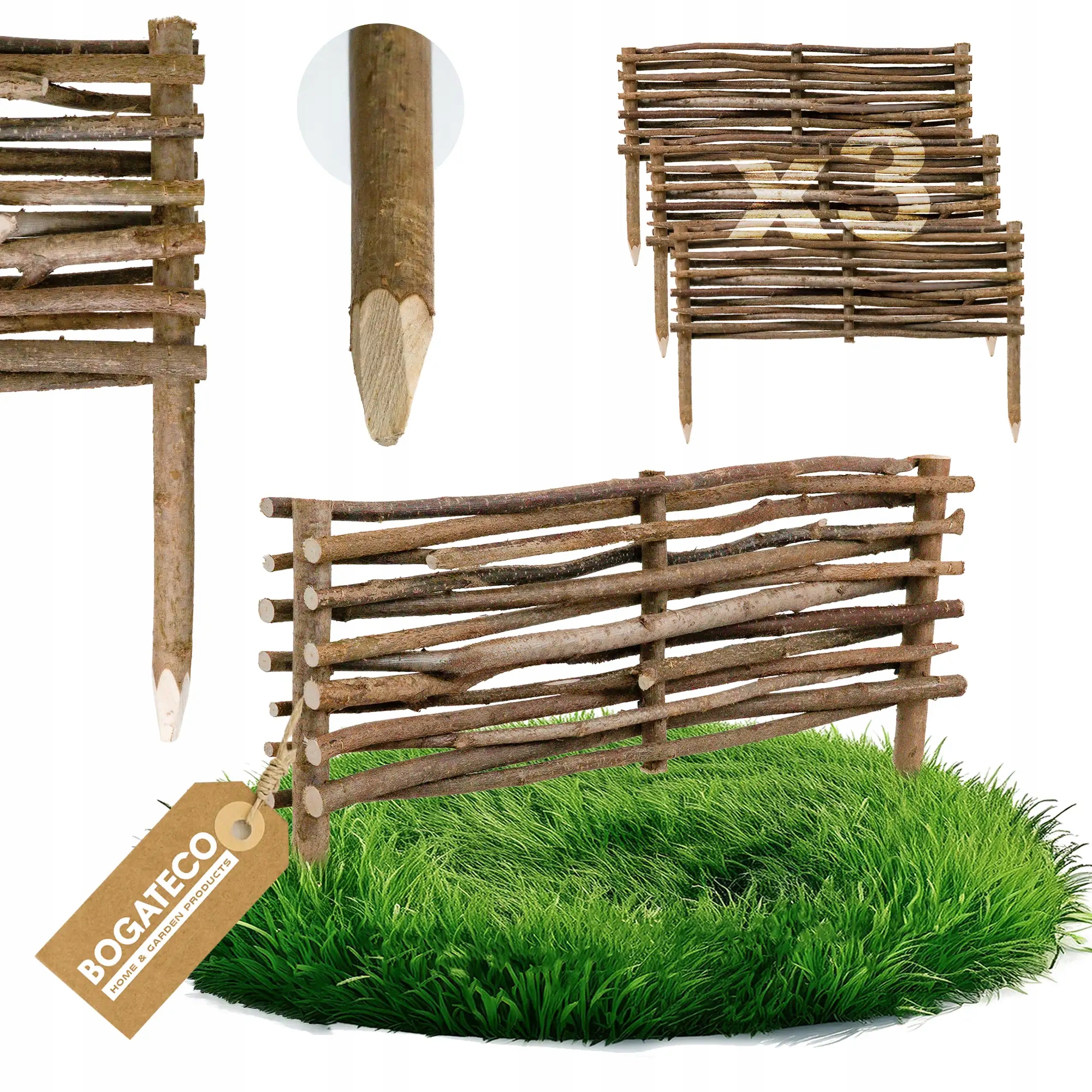 Lísková Rabatka Plot Obrubník Palisáda Z Lísky 60x20cm 3 Kusy