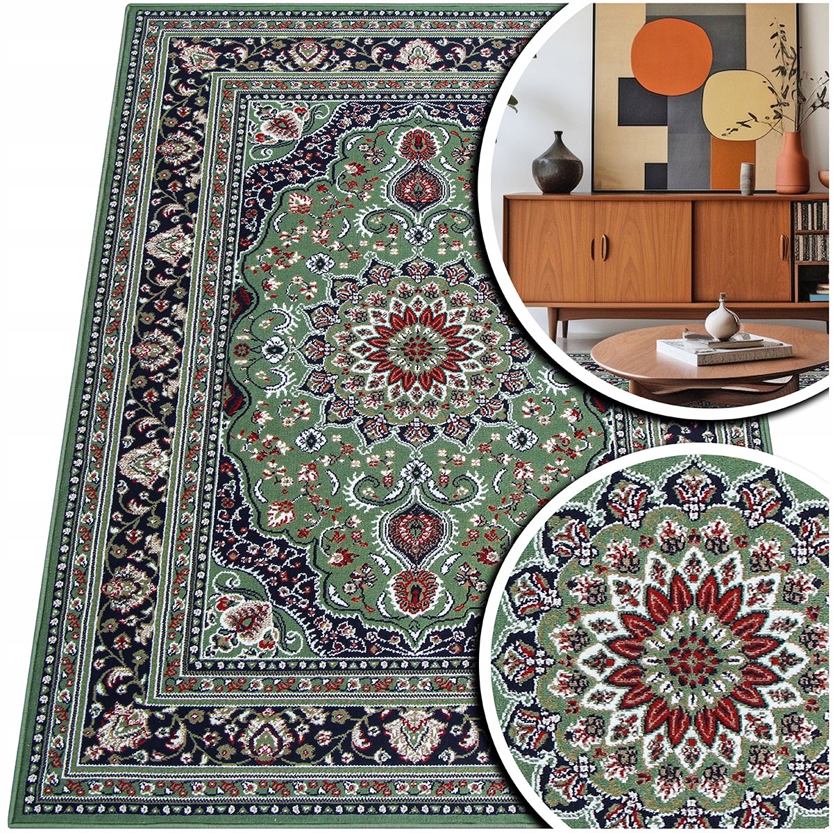 Zelený Koberec Do Obývacího Pokoje Venezia Klasický Koberec Do Předsíně 120x170