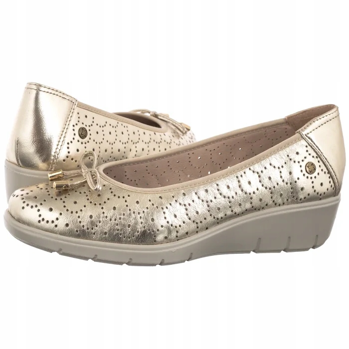 Polobotky na klínku Dámské kožené Maciejka Zlaté P6805-25 Gold