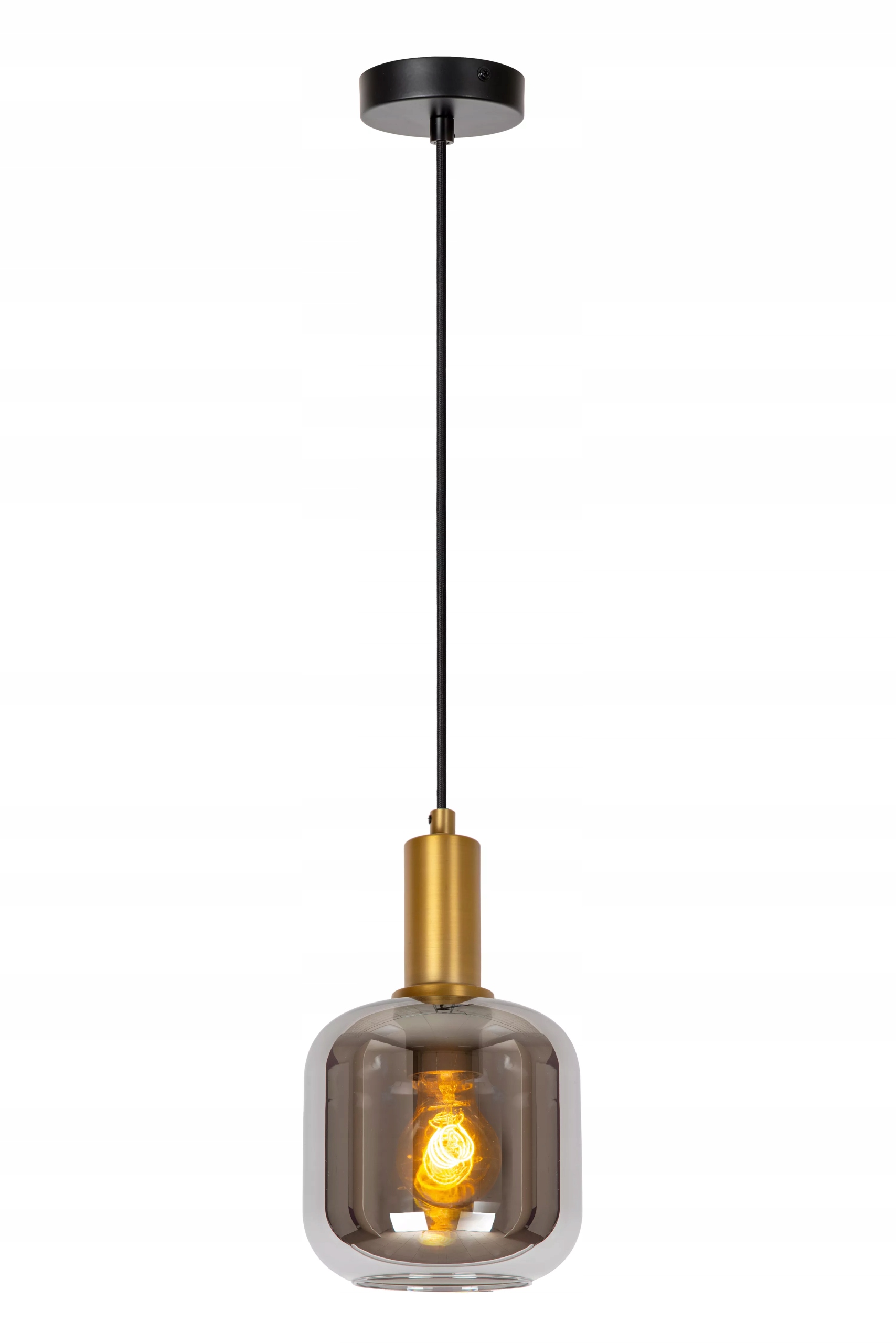 Lucide Závěsná lampa Joanet Zlatá s kouřovým krytem E27 40W