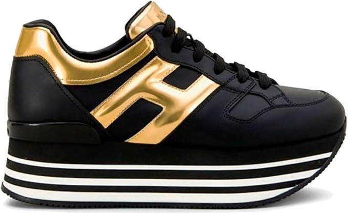 Hogan Sportovní Černé Polobotky Na Platformě Se Zlatým Logem 38,5 3EA