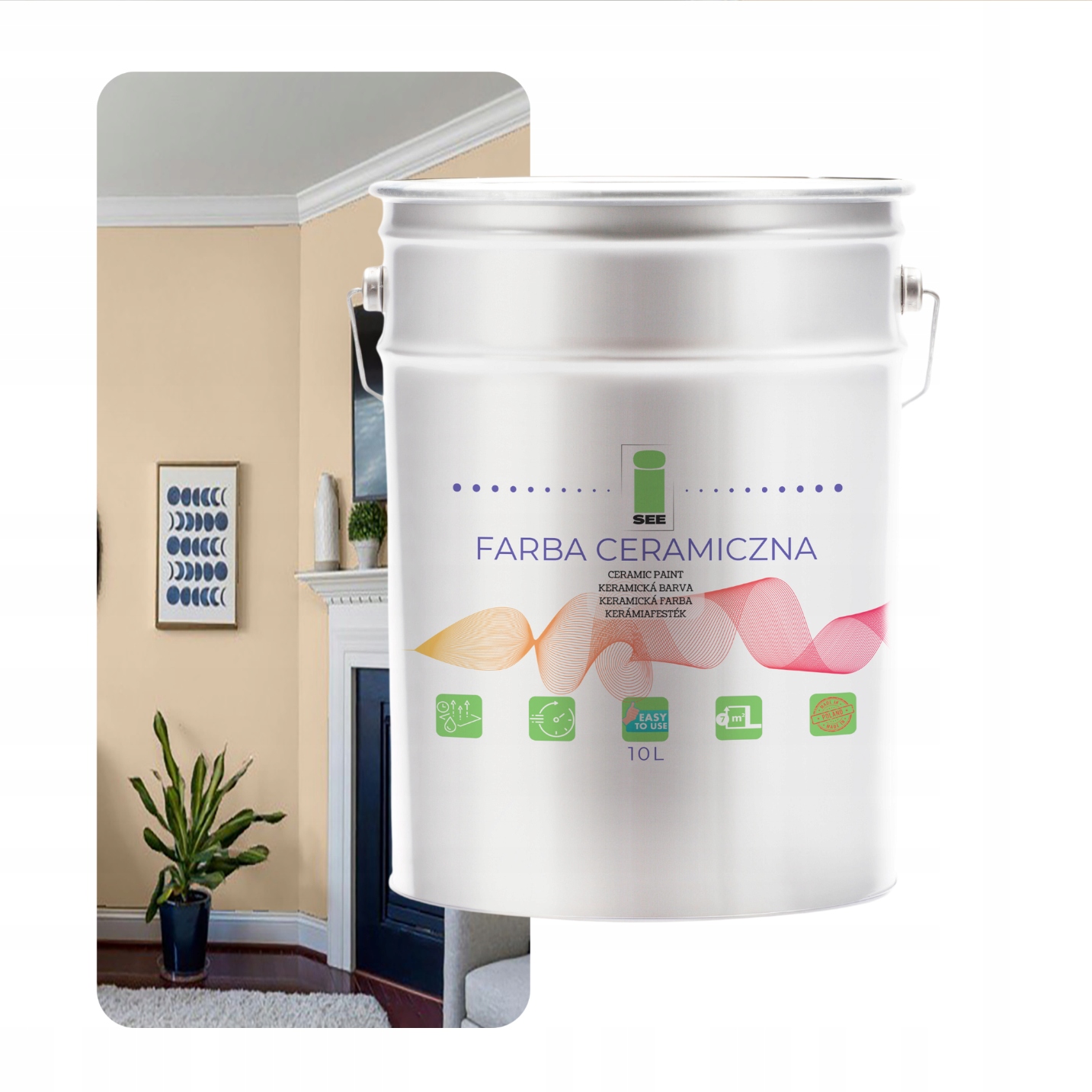 Keramická Farba Na Steny Béžová Umývateľná Šampanský Krém 10 L Odolná Voči Škvrnám