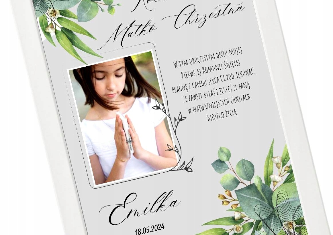 DUŻE Podziękowanie dla Chrzestnych 32x24cm ze zdjęciem GOTOWY PREZENT Przeznaczenie dla rodziców chrzestnych