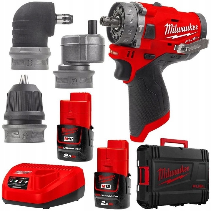 Milwaukee M12 FPDXKIT-202X Wiertarko wkrętarka 3 głowice w zestawie