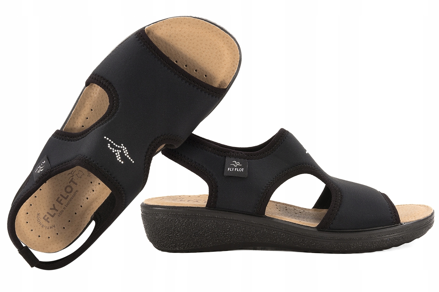 Fly Flot 55E71LE Elastické Textilní Sandály Na Haluksy Koturn 38 Černá