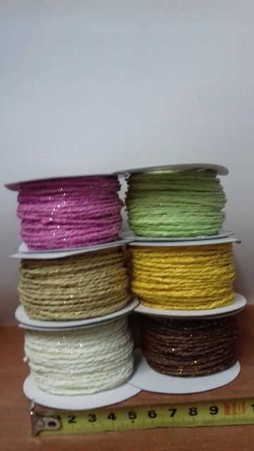 wstążka 6szt papier+ srebrna/złota nić  30m 3626 — 4