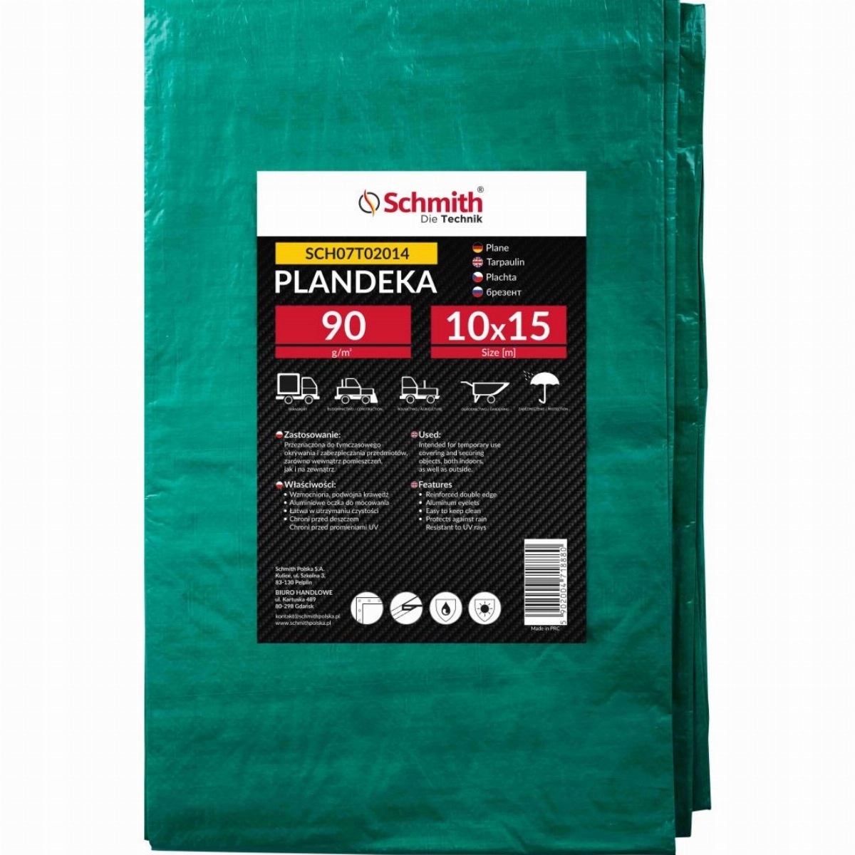 Krycí plachta vyztužená proti vodě 90 g/m² 10x15 m Uv Schmith