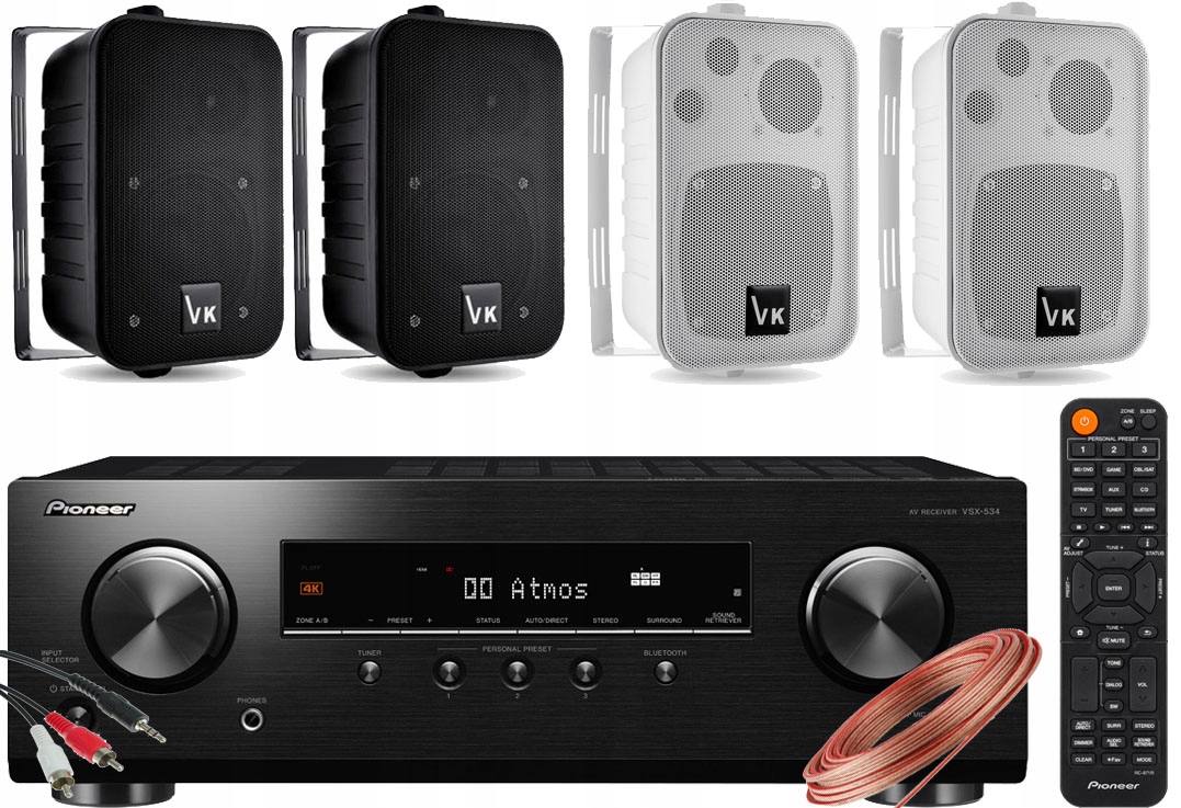 ZESTAW GŁOŚNIKÓW NAŚCIENNYCH AMP PIONEER HDMI BT