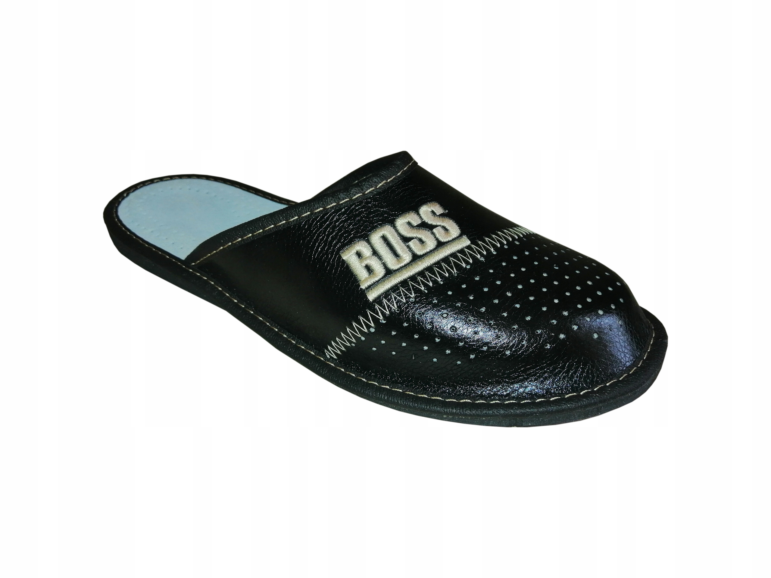 

Pantofle męskie skórzane "boss", kapcie