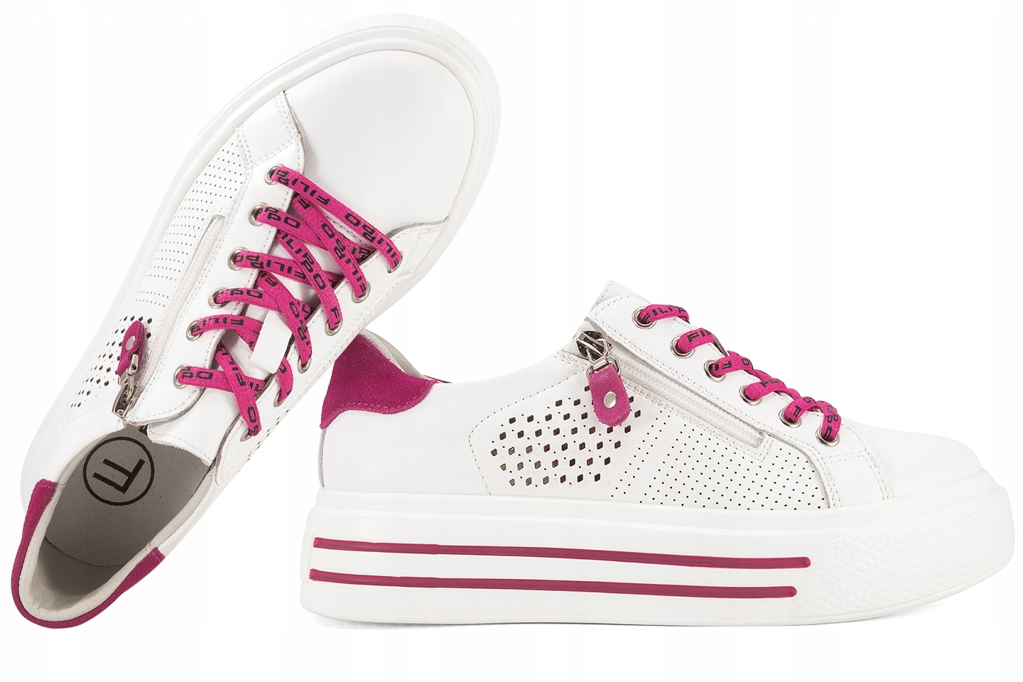 Filippo DP6704 Ažurové Polobotky Dámské Tenisky Na Platformě Kožené 38