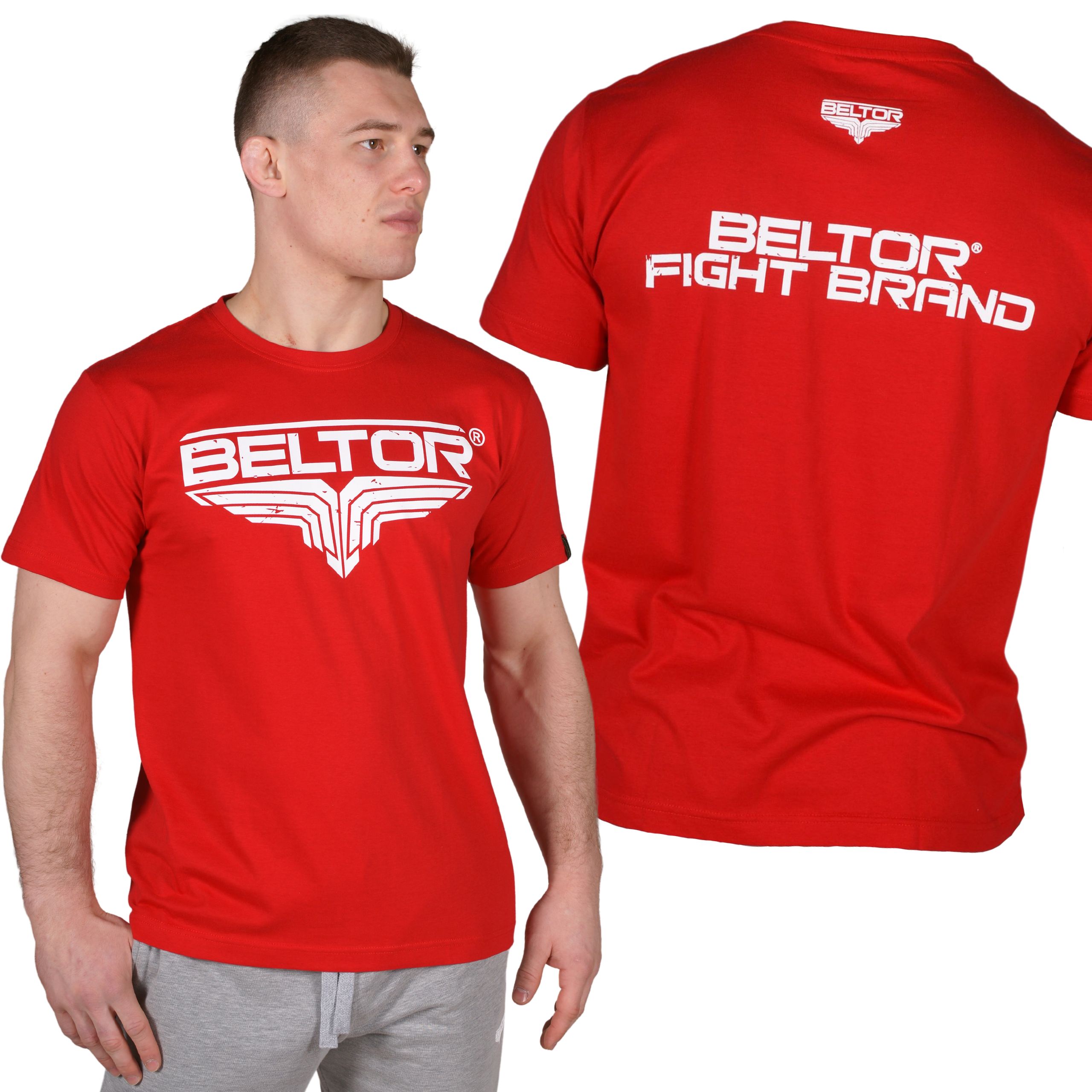 Beltor T-shirt Koszulka Męska Treningowa Classic Czerwony Krótki Rekaw XXL