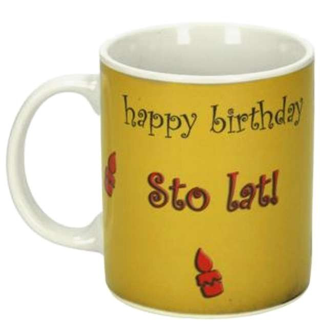 

Magiczny kubek Sto Lat Happy Birthday życzenia