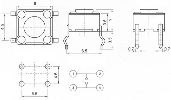 Microswitch 6mm Przełącznik Przycisk 6x6x6mm 10szt. Producent Inna