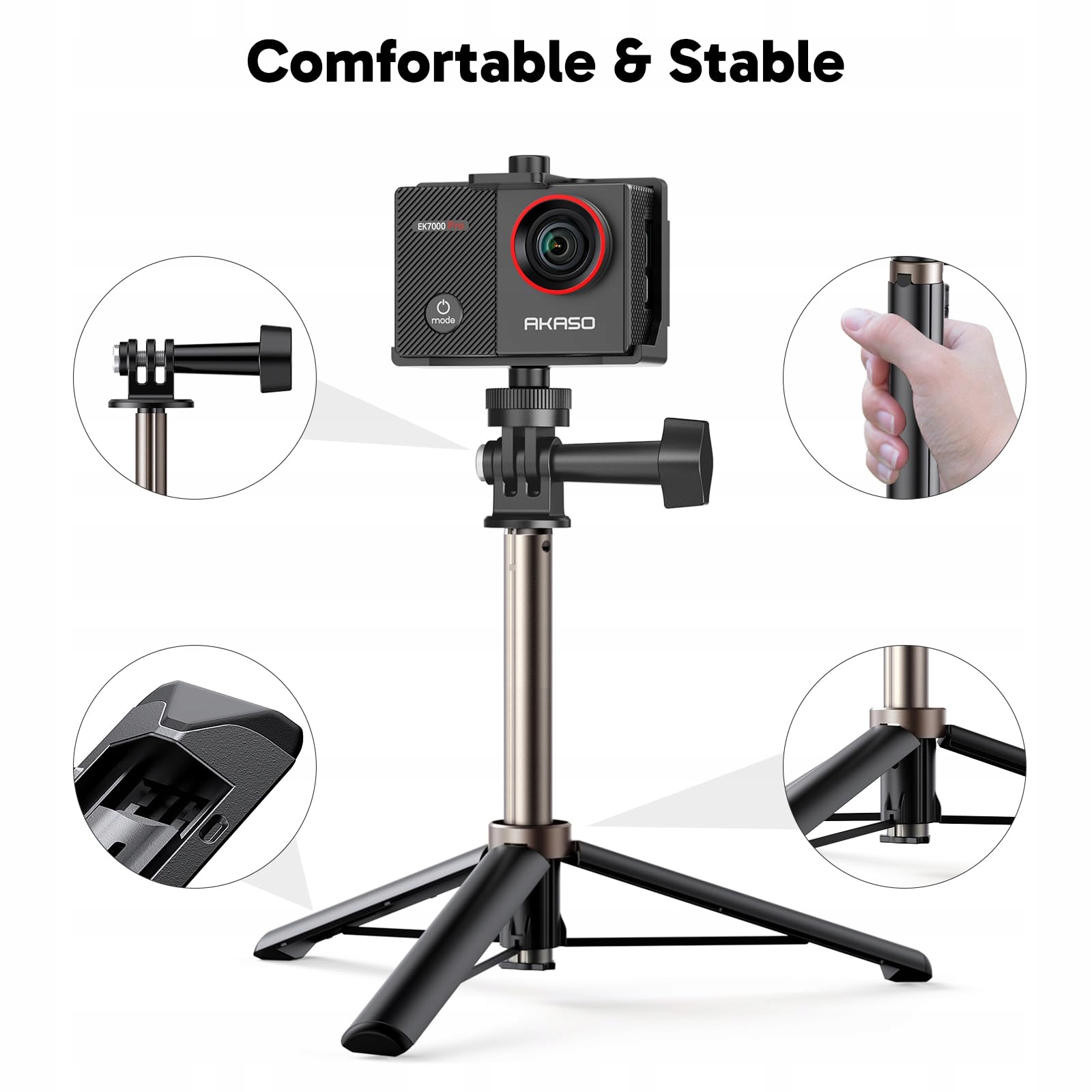 AKASO Kamera 4K 30FPS 20MP Zestaw Selfie Stick WiFi 40M Wodoodporna — miniatura 5