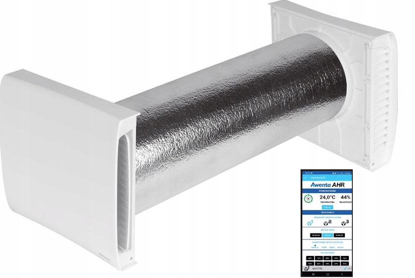 Децентралізований настінний блок рекуперації тепла AWENTA AHRP160 plus WI-FI ГІГРОСТАТ З ТАЙМЕРОМ
