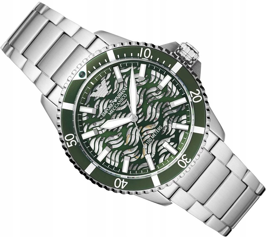 Automatické Pánské Hodinky Emporio Armani AR60061 Diver Zelený Skeleton