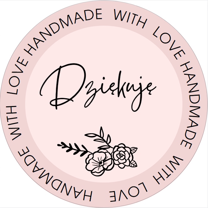 

Naklejki Dziękuję handmade love 4 cm 105 szt