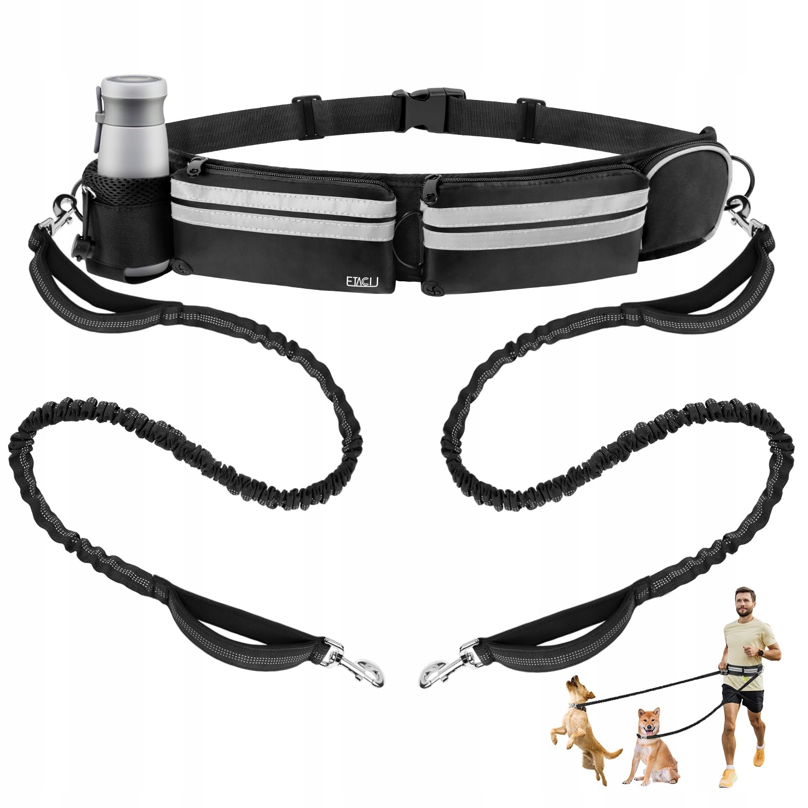 Etaccu Vodítko pro 2 psy, reflexní, do 50 kg, 124-180 cm