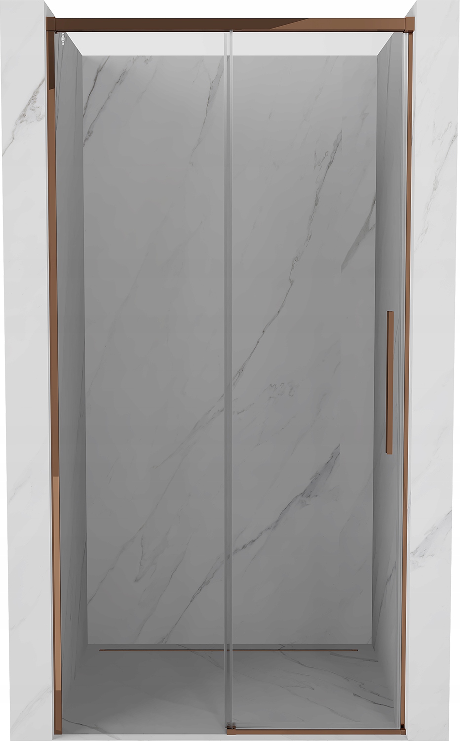 Mexen Rox Drzwi Prysznicowe Rozsuwane 110 CM Transparent Różowe Złoto