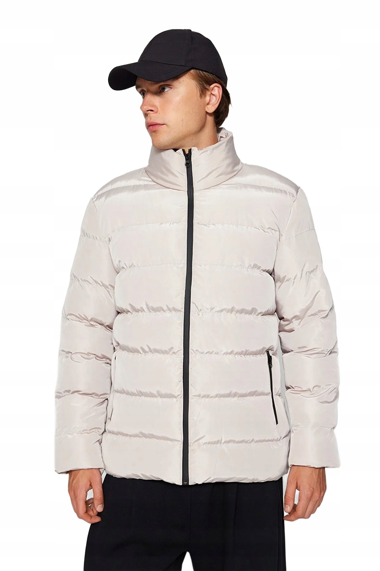 Trendyol Pánská Prošívaná Béžová Bunda Se Zipem Na Boky XL 5DA