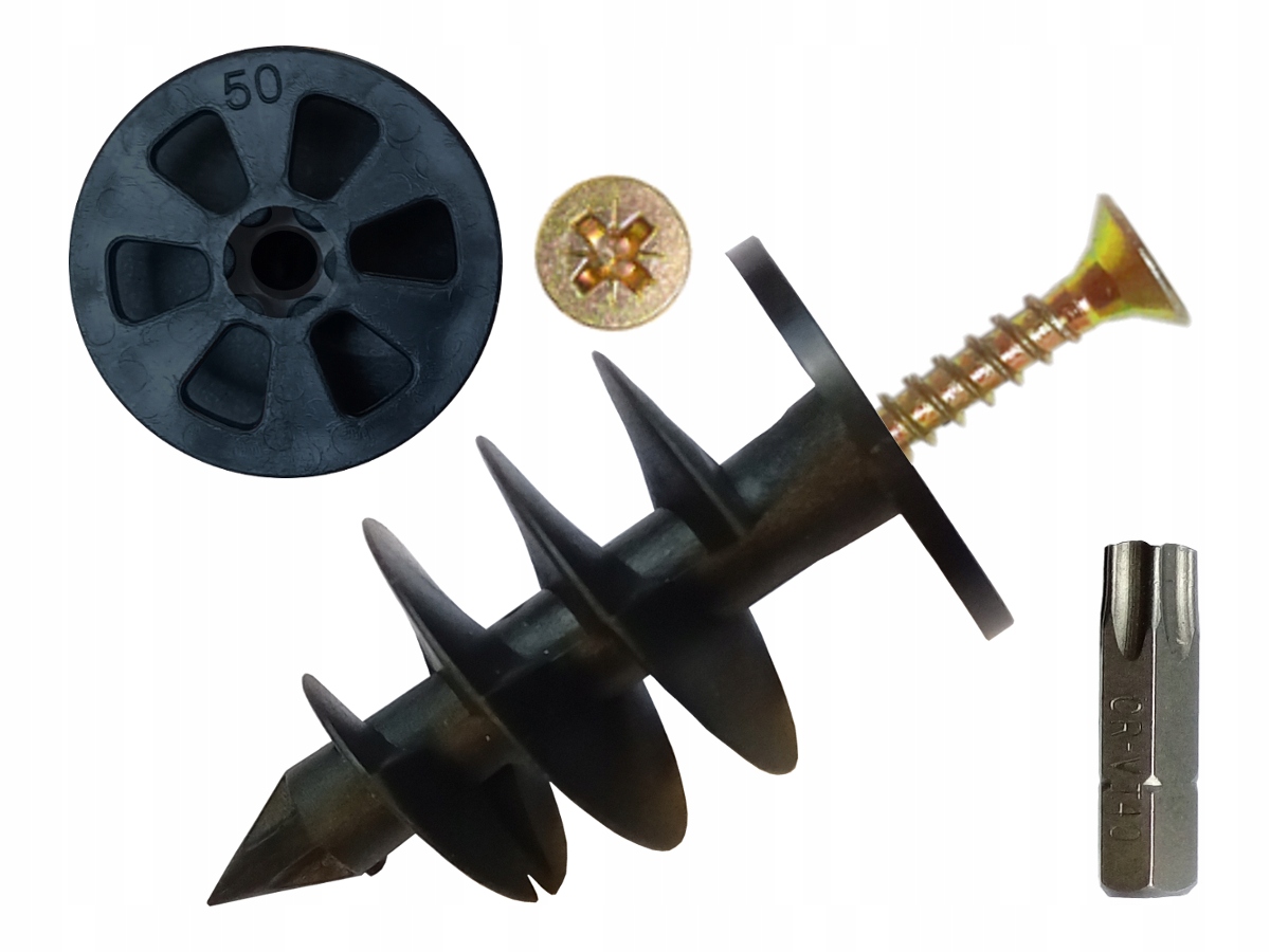 KOŁKI SPIRALNE DO STYROPIANU 50MM 100szt + GRATIS