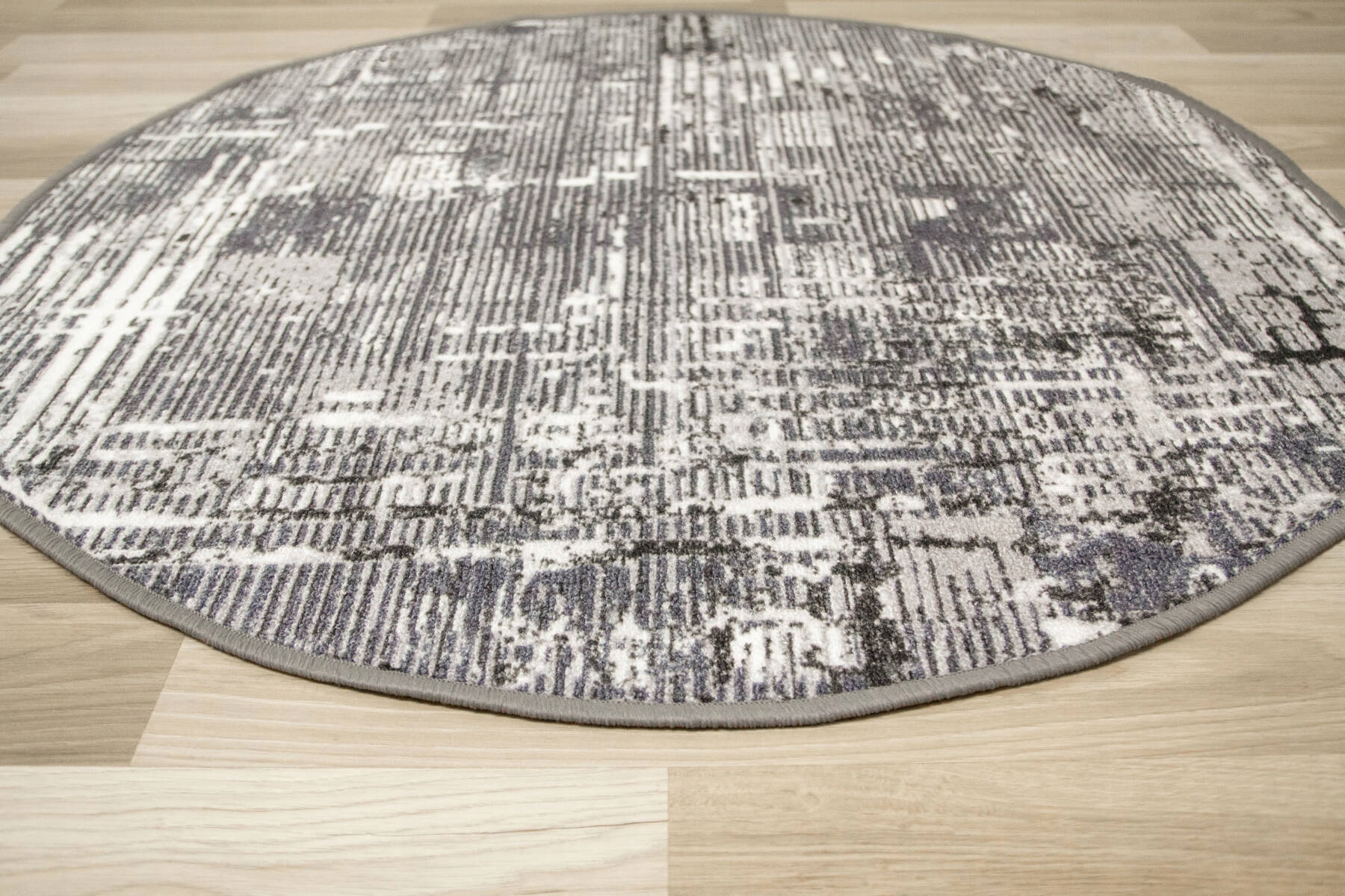 śr. 67 cm OKRĄGŁY ANTYPOŚLIZGOWY DYWANIK PĘTELKOWE RUNO SZARY KREM Grubość 4 mm