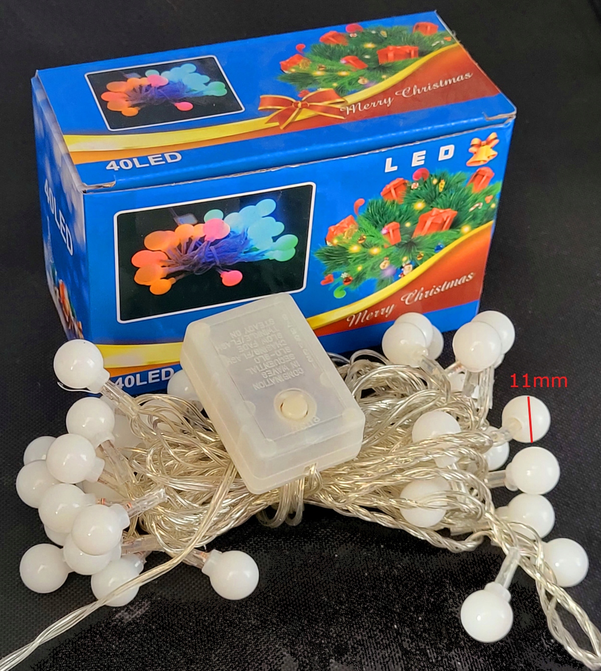 lampki CHOINKOWE LED 40 KULKI 5,5 m silikon multi Długość sznura 5.5 m