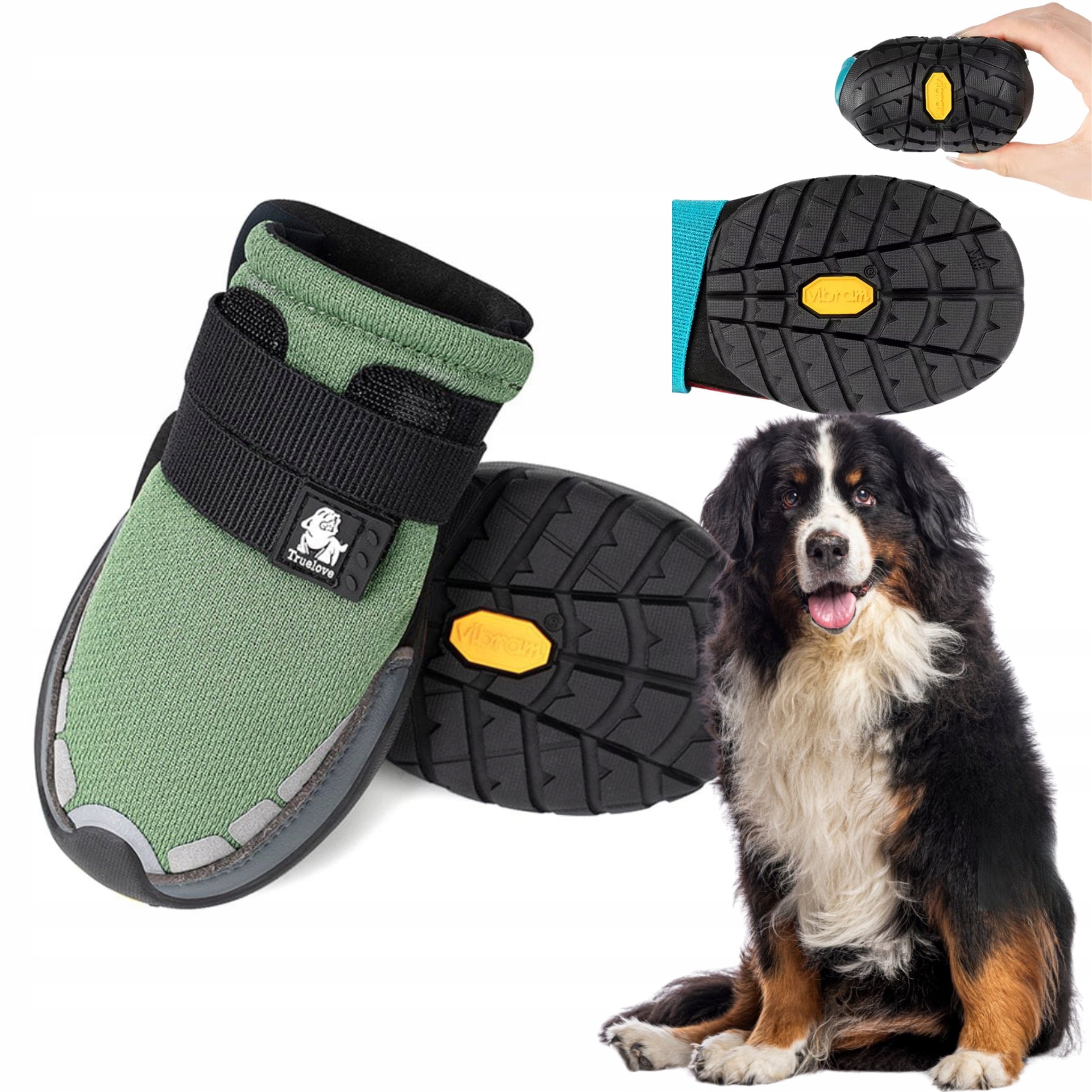 Levně Boty Pro Psa Truelove On Track Podrážka Vibram XXL (2 ks) 8,3 cm Zelená