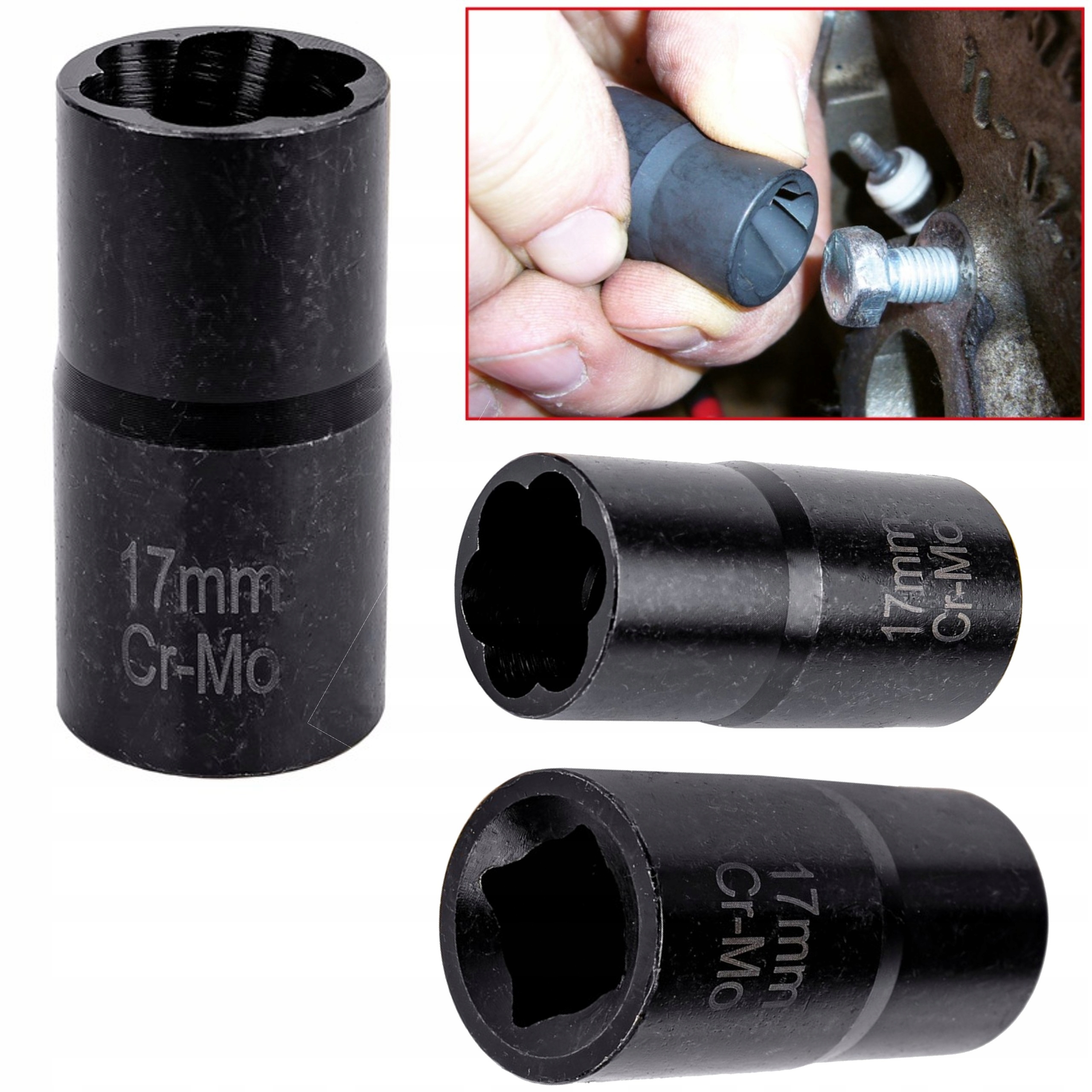 Nasadka Do Obrobionych Zerwanych Uszkodzonych Śrub 1/2" 17mm Mocna Cr-mo