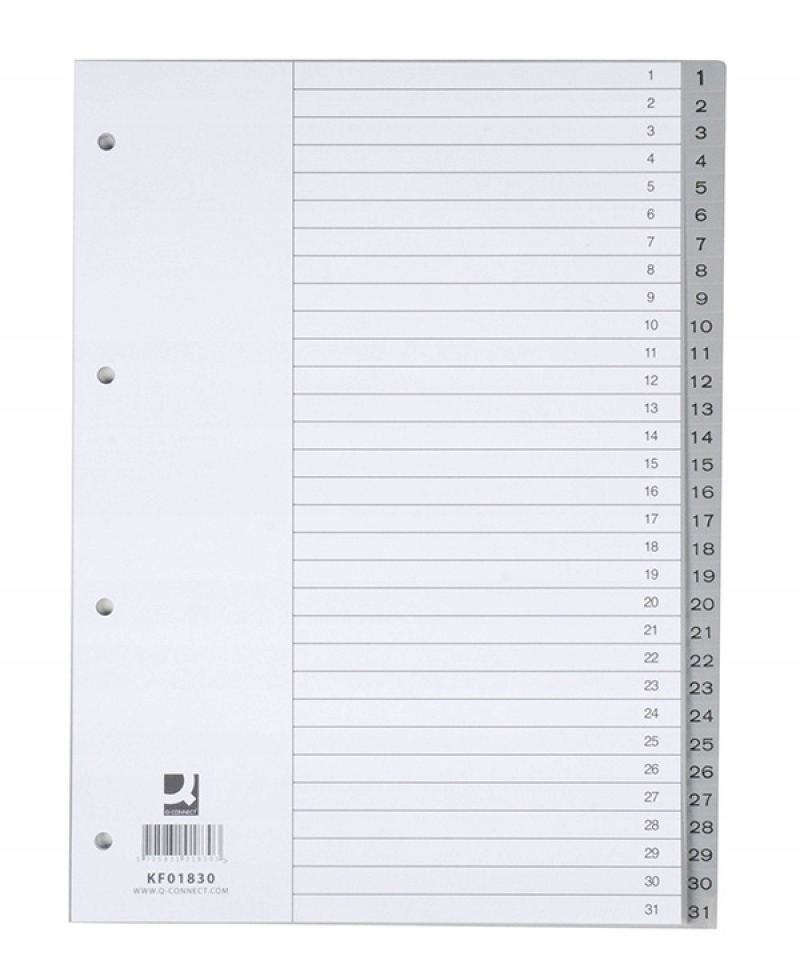 

Przekładki Pp A4 1-31 31 kart szare do