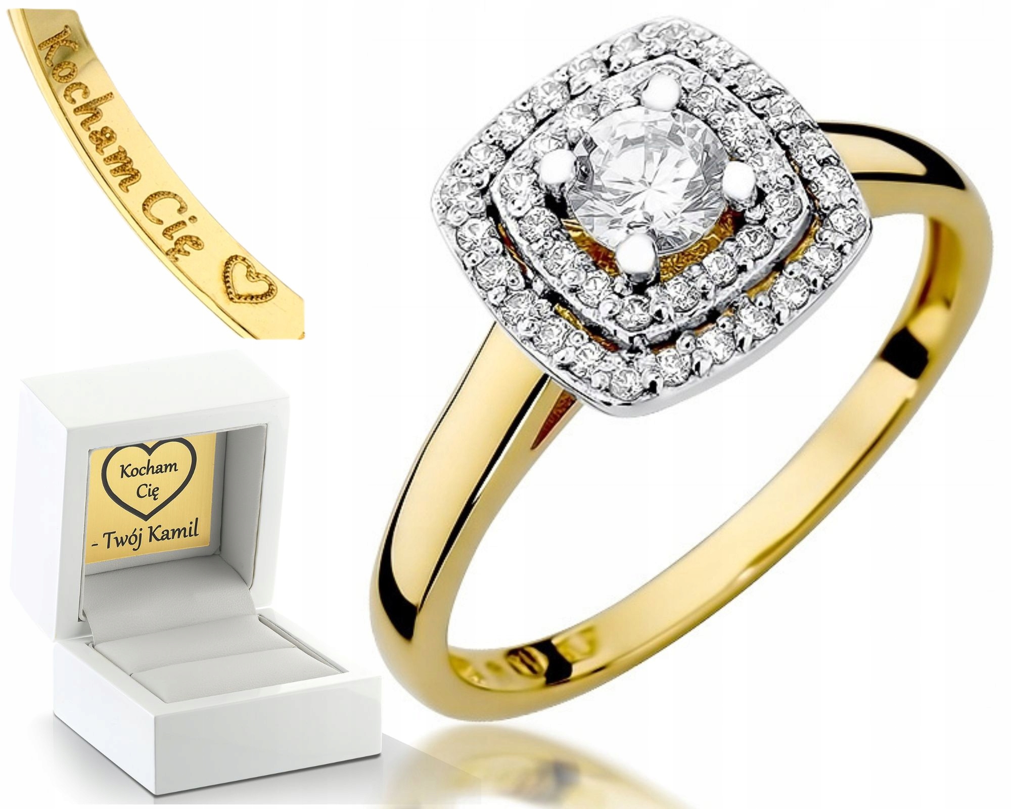 Zlatý Prstýnek S Brilianty 0,50CT Gravírování 585