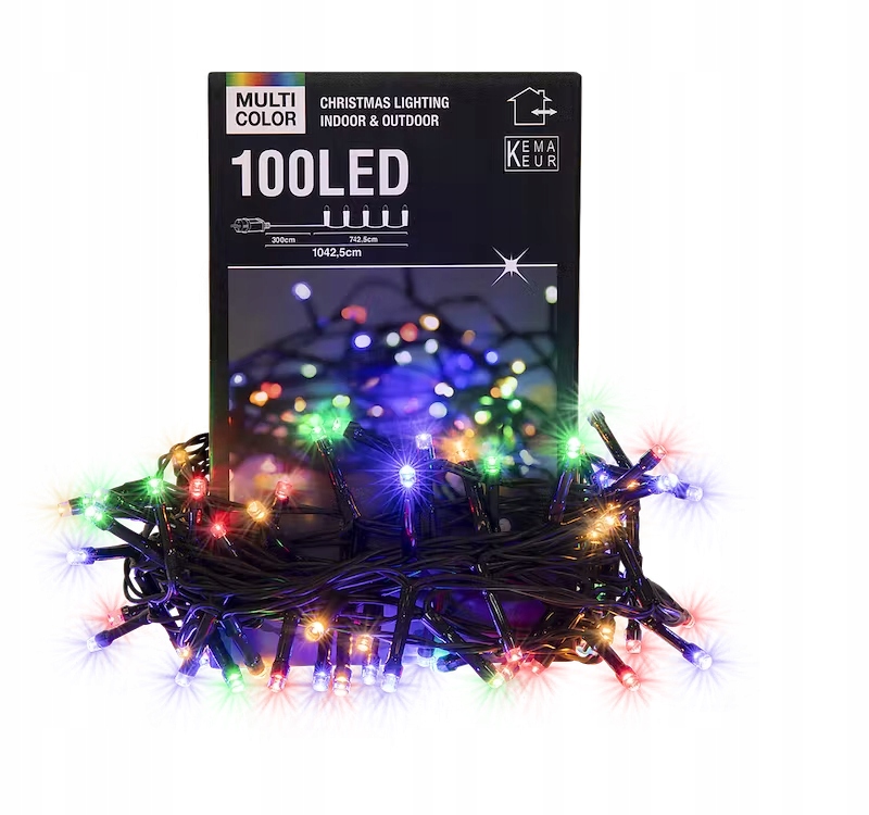

Oświetlenie świąteczne kolorowe 100 lampek Led 11m