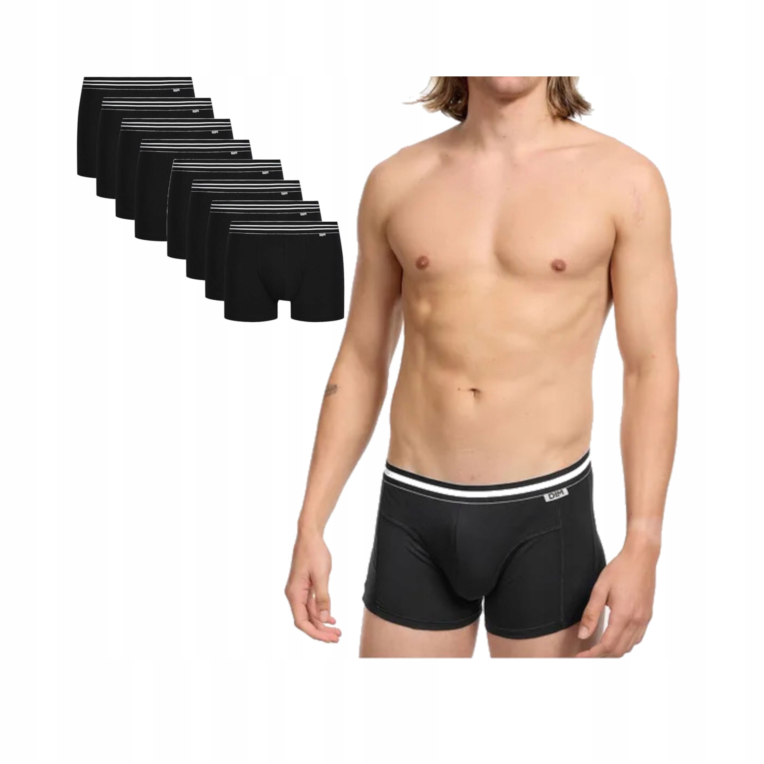 Pánské Boxerky 8 Ks DIM Ecodim Komfortní Elastická Bavlna Černá L