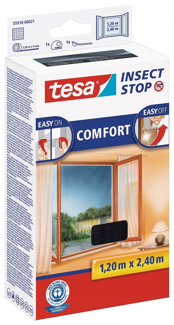 Moskitiera okienna COMFORT czarna 1,2 x 2,4m