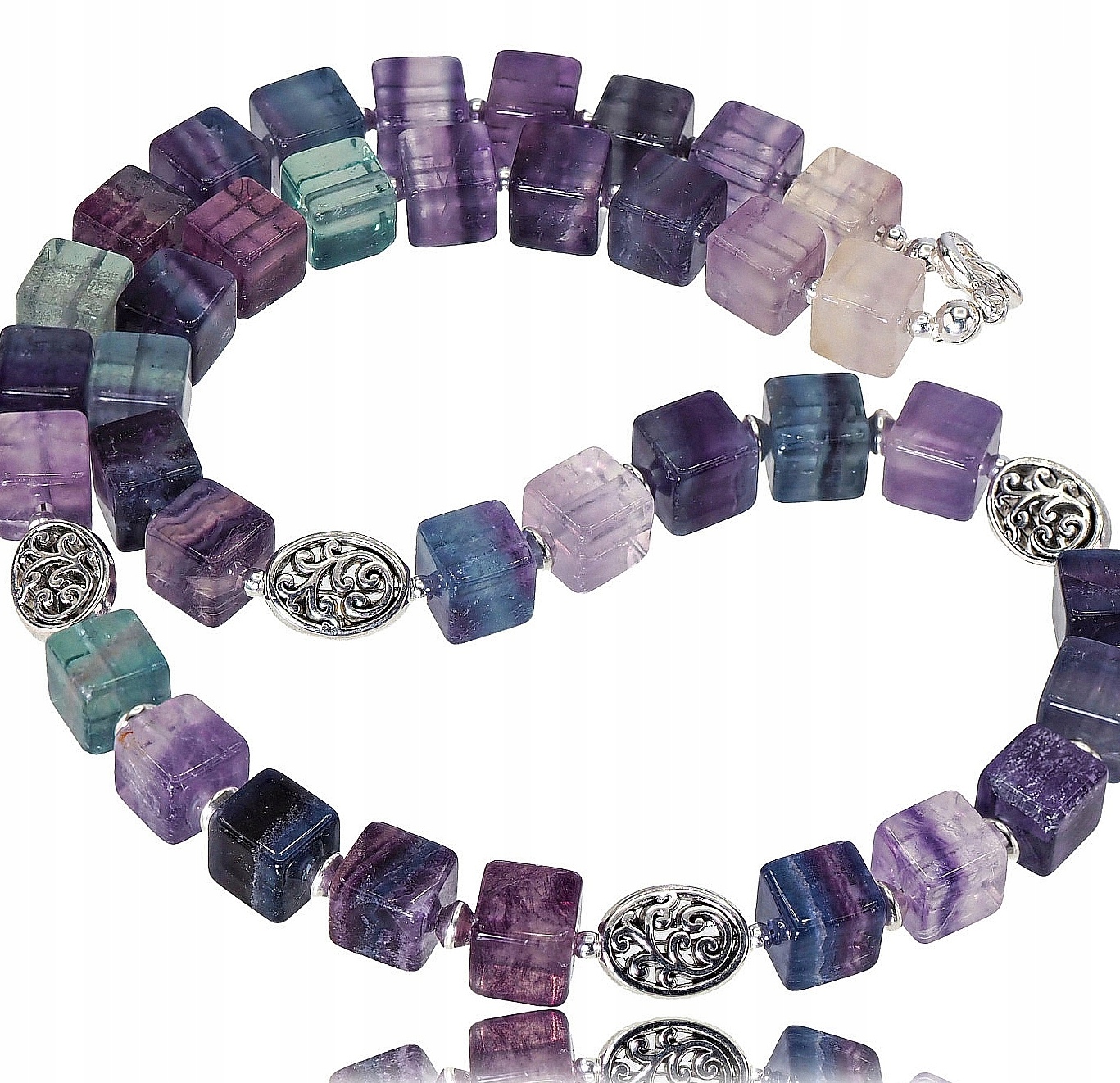 Nádherný náhrdelník Fluorit Stříbro