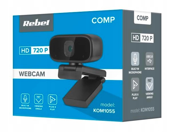 Kamera internetowa z mikrofonem do lekcji zdalnych Kod producenta KOM1055