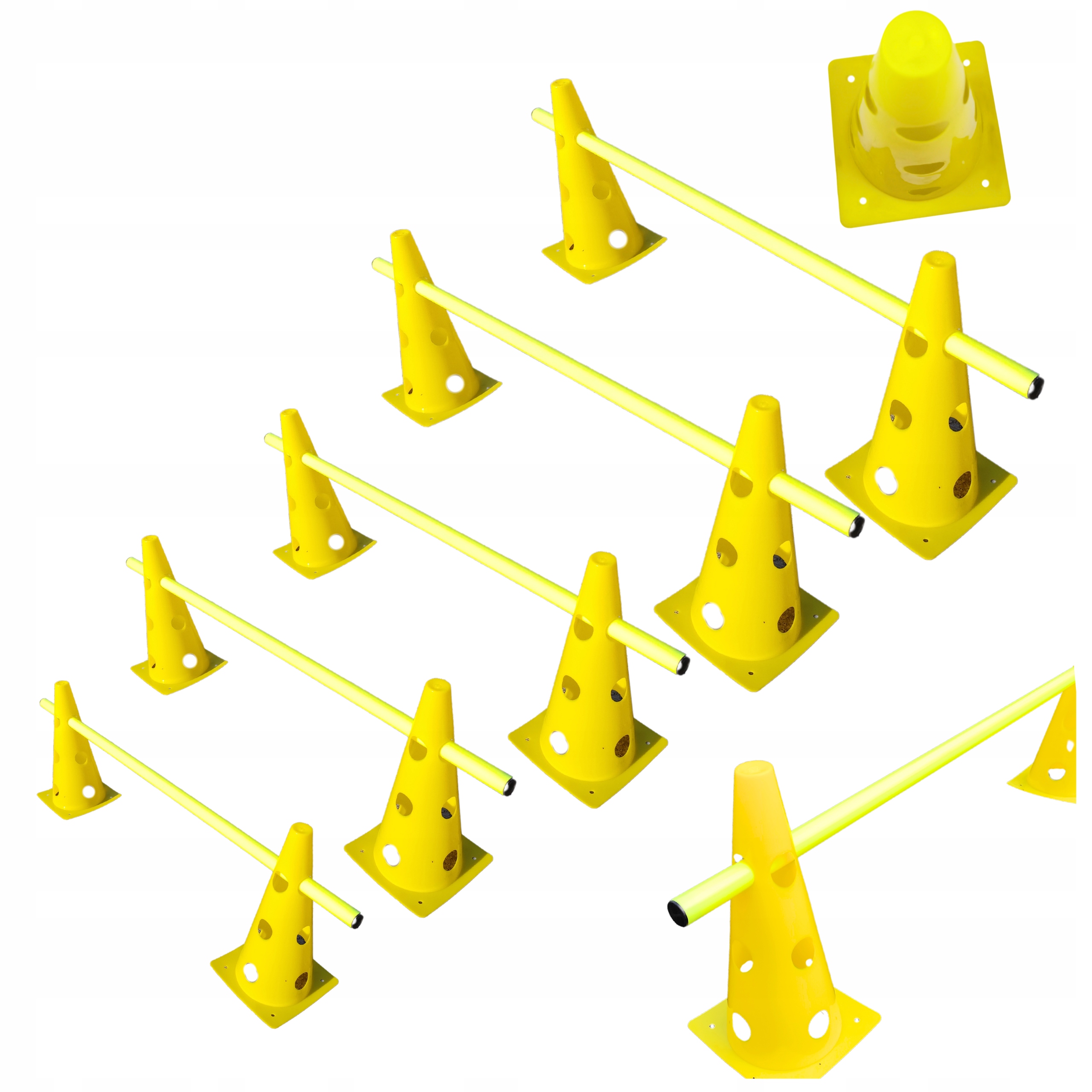 Tor zestaw Agility treningowy PAchołki z otworem tyczki 3 poziomy Football