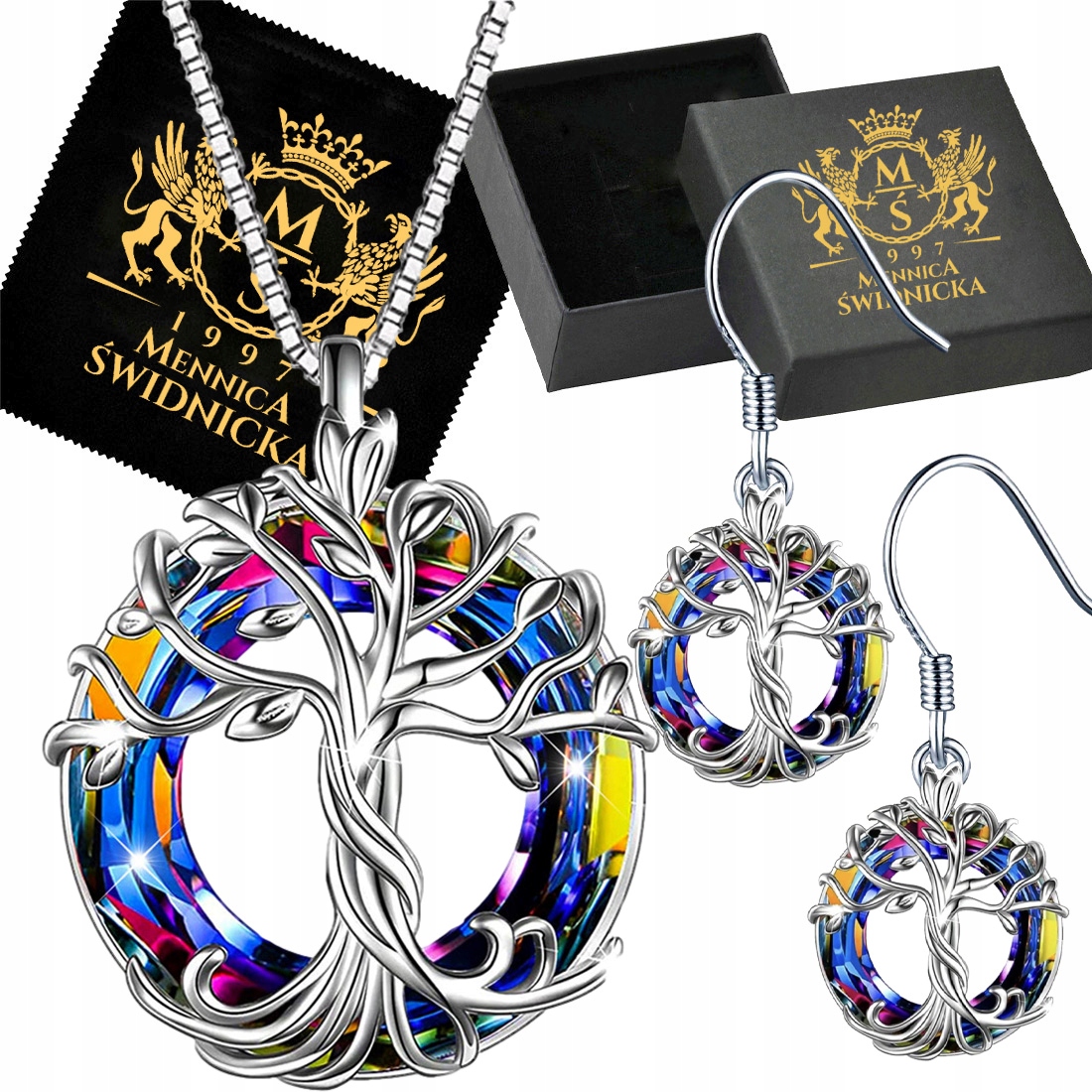 Stříbrné šperky, sada 925 Stříbro Náušnice náušnic, náhrdelníku, Dárek Gravírování