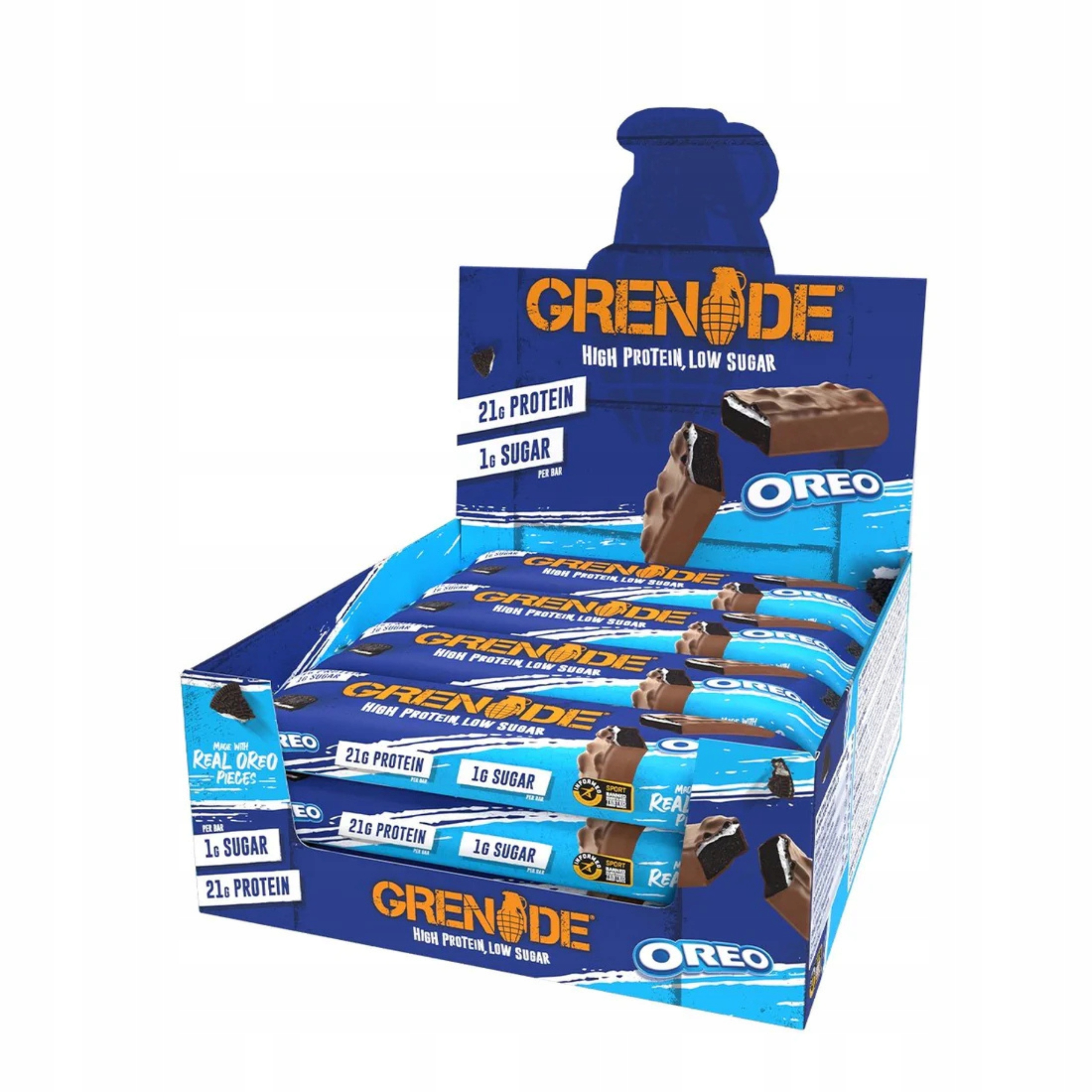 Levně Proteinová Tyčinka Grenade 60 g Oreo Čokoláda Low Sugar Keto Fit 12 Ks
