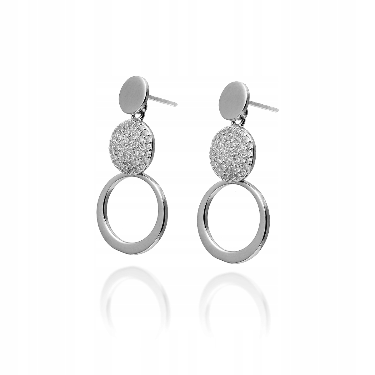 Stříbrné Náušnice Ag 925 Spojené Kroužky Se Zirkony Rhodiované Jako Dárek