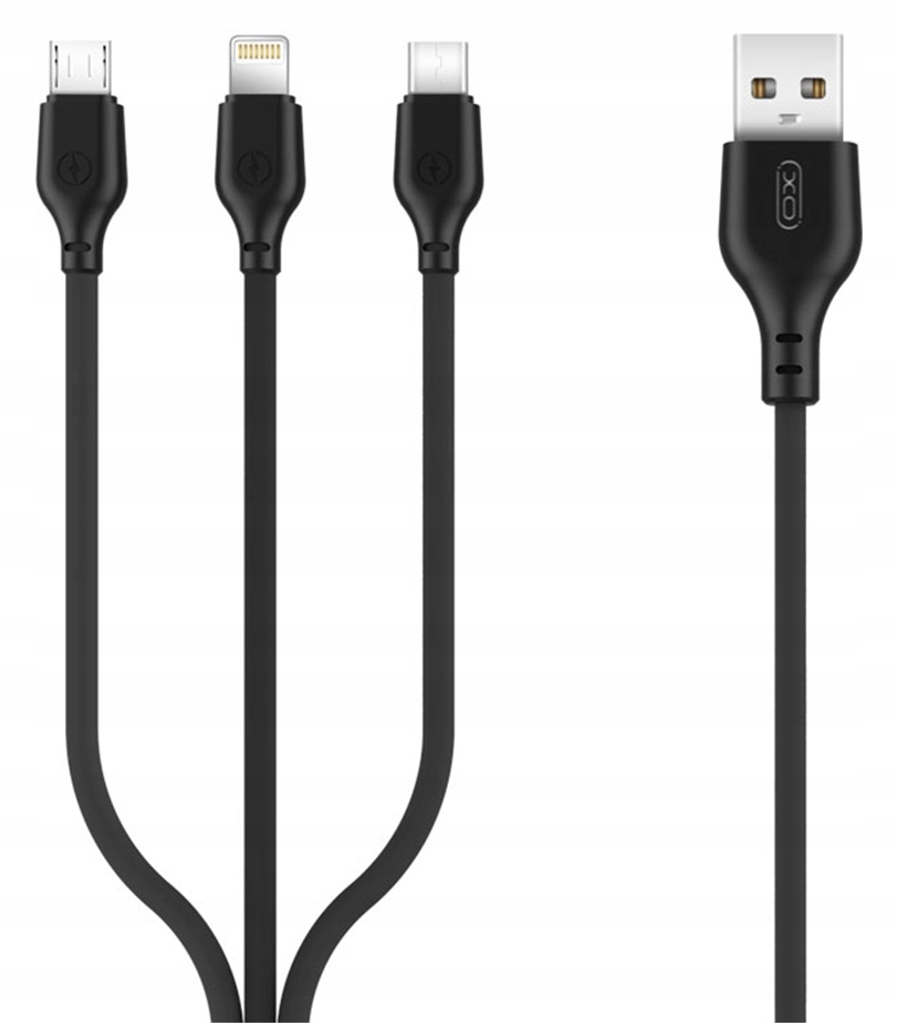 kabel 3w1 USB-Lightning + USB-C + microUSB 1m 2,1A