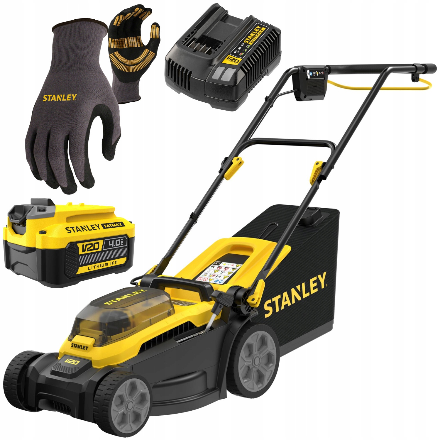 Stanley Kosiarka do trawy akumulatorowa 34cm 18V 4Ah SCMWP3401M1 Rękawice