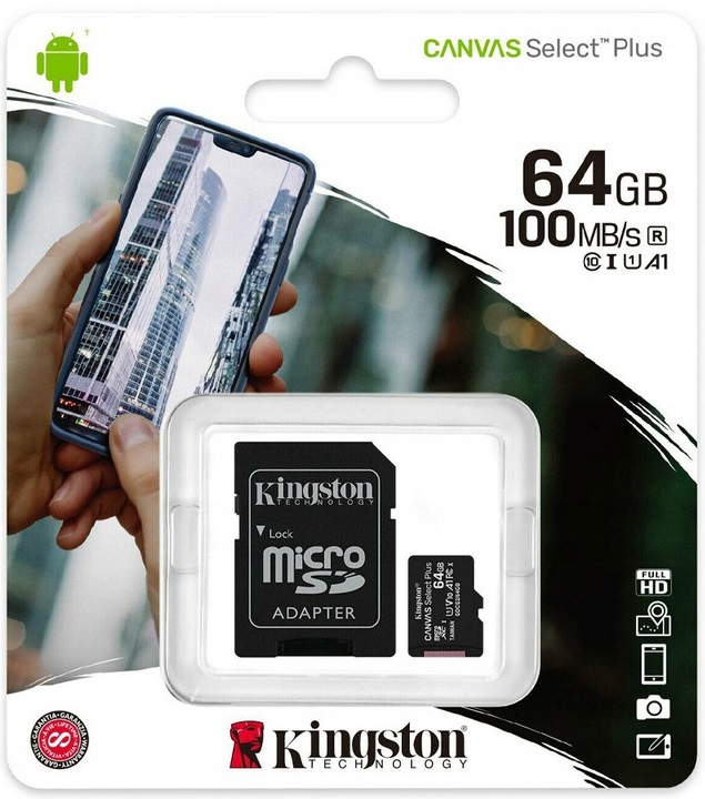 Kingston Paměťová Karta 64GB Micro Sd C10+ Adaptér